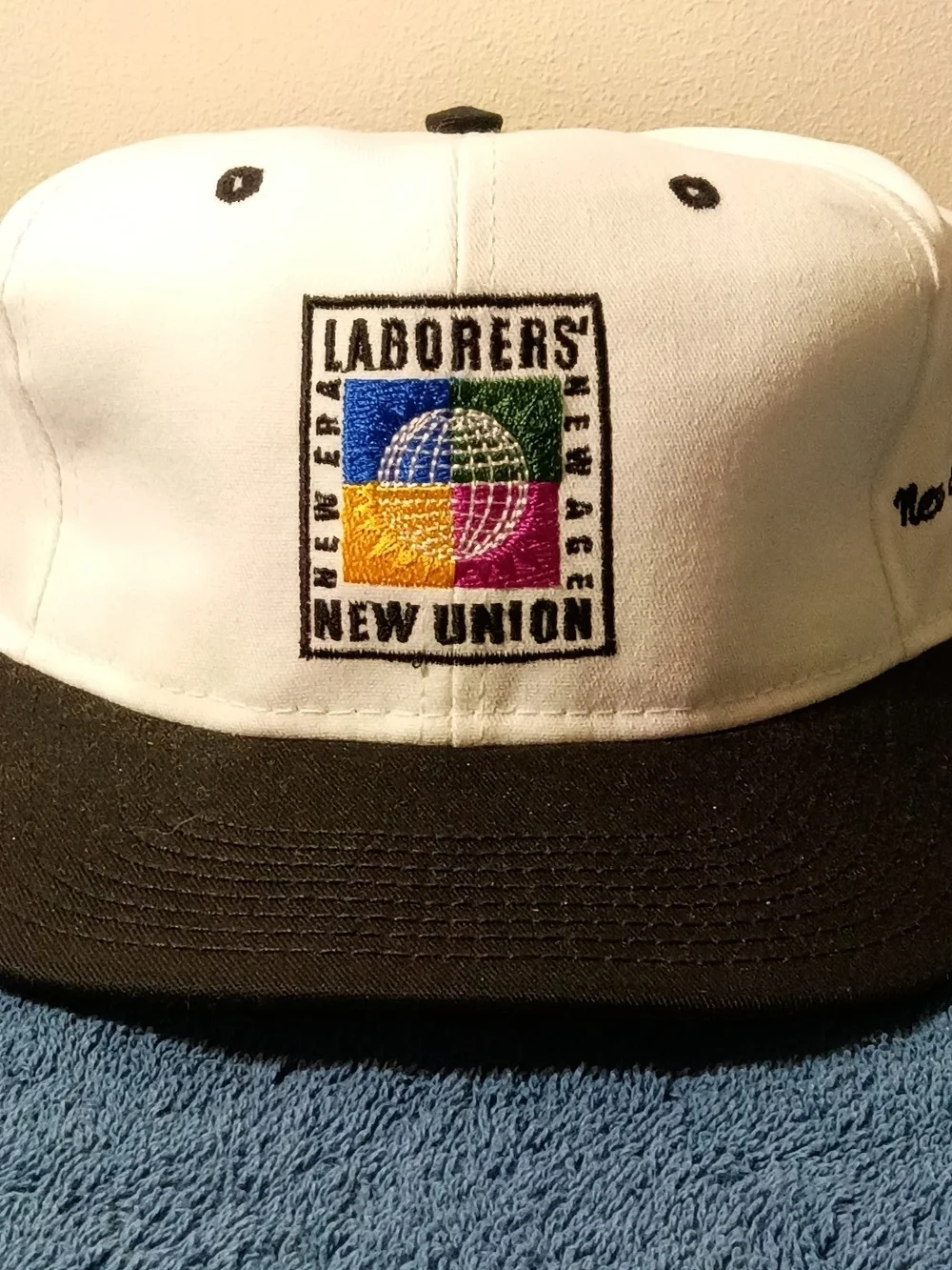 Laborers New Union Embroidered White and Black Cap